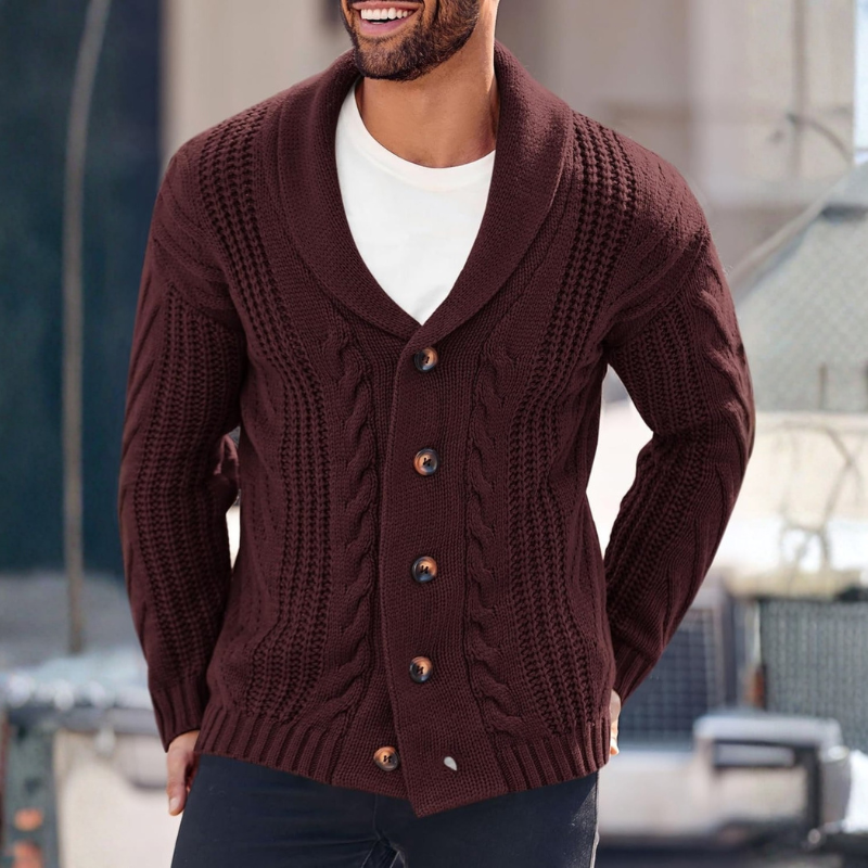 Cable Knit Button Front Cardigan Sweater