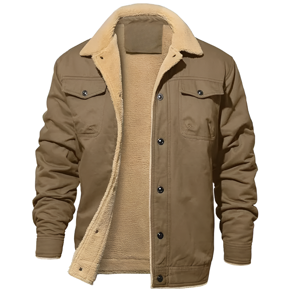 Thick Fleece Lined Utility Jacket For Men