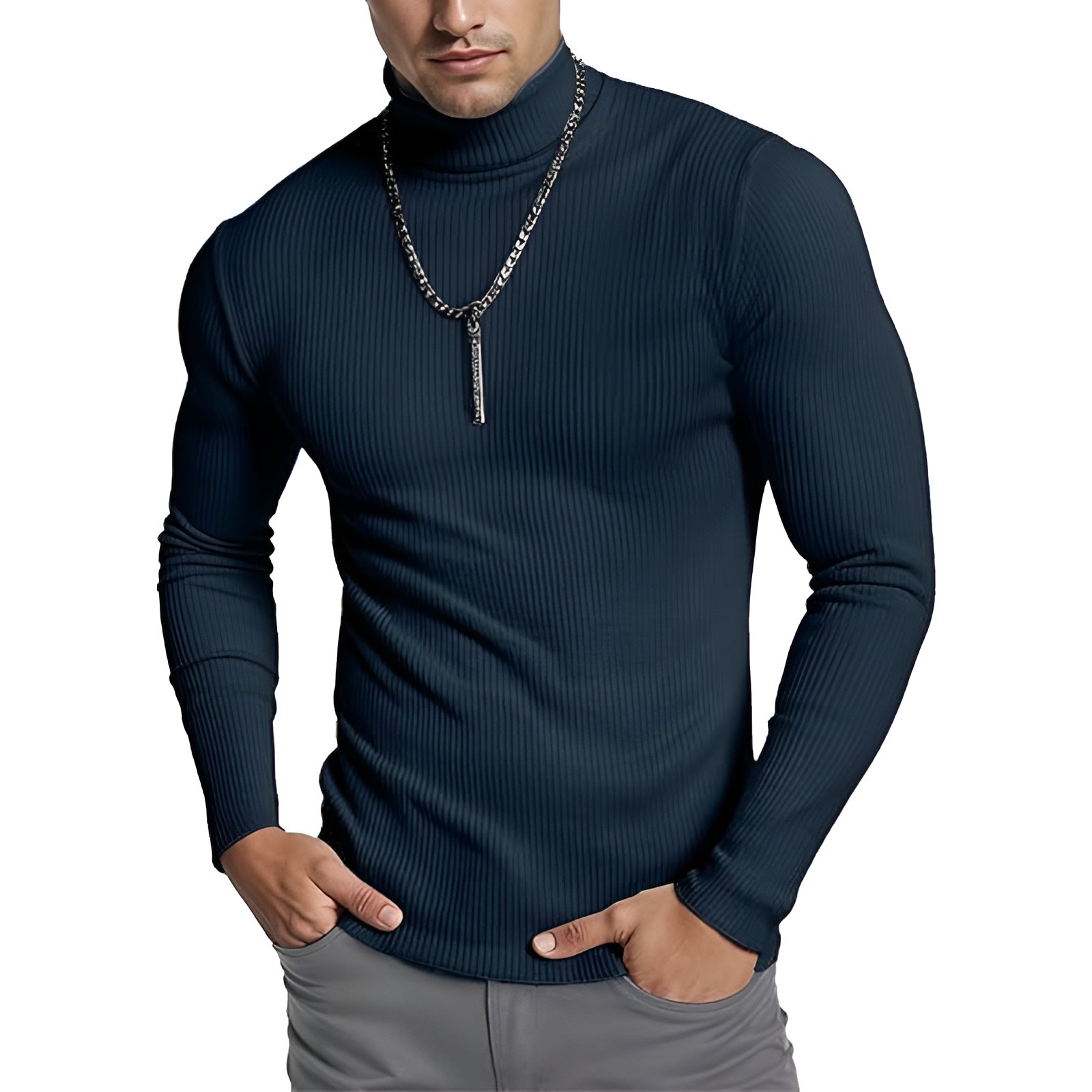 Casual Long Sleeves Ribbed Pullover For Men