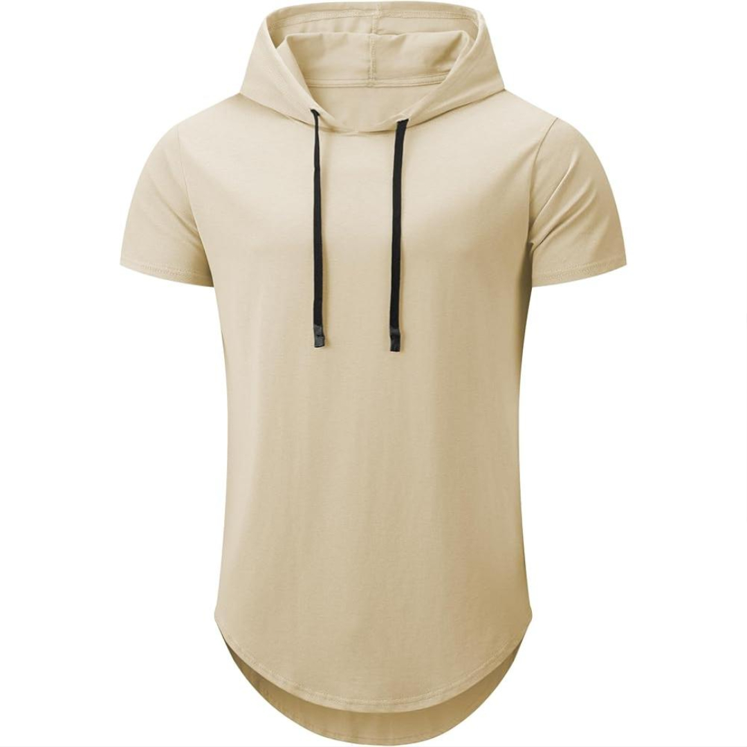 Men Cotton Short Sleeve Hooded T Shirt