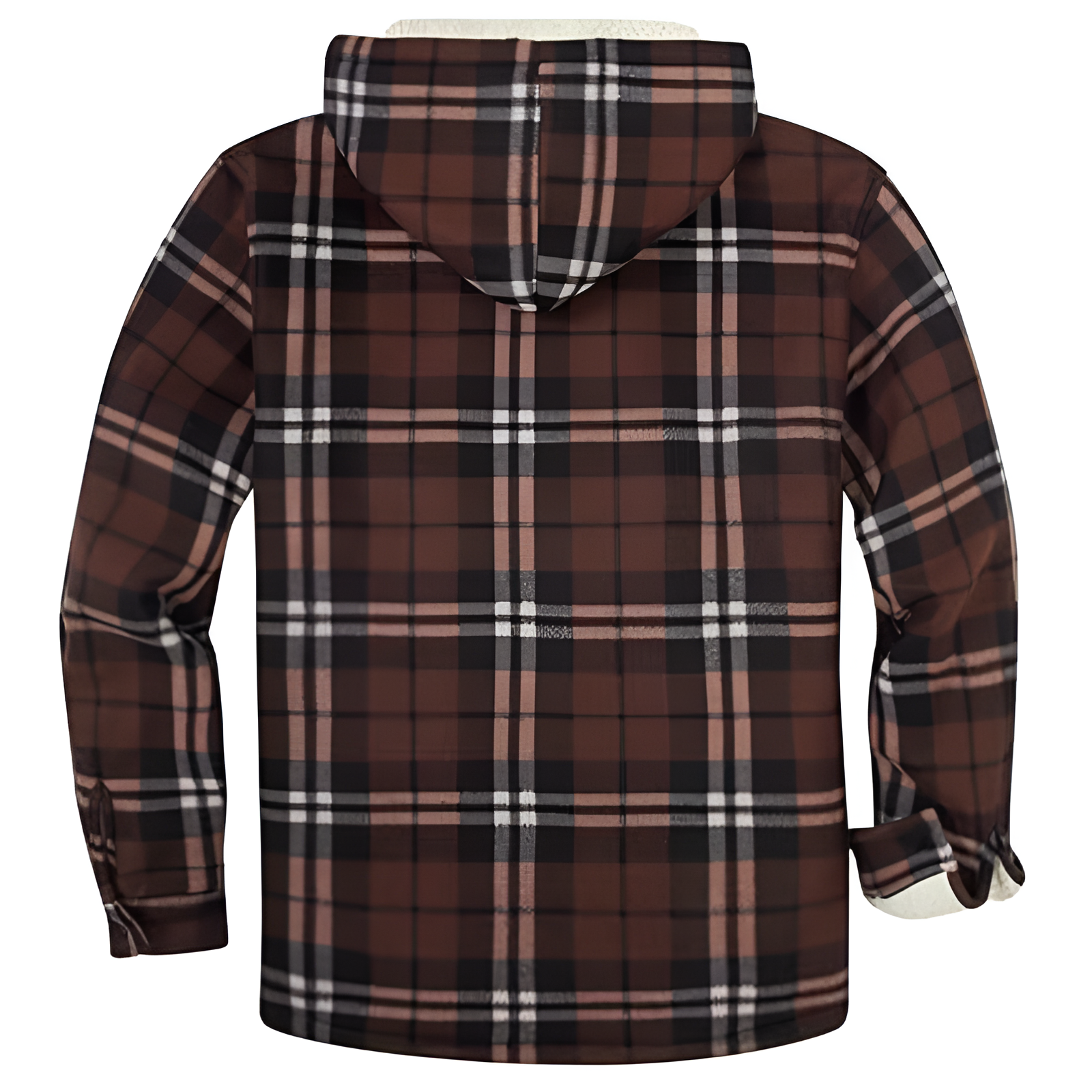 Plaid Sherpa Lined Hooded Flannel Jacket for Men