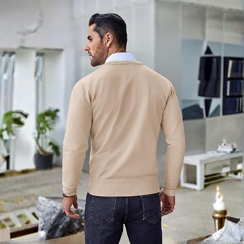 Mens Crew Neck Sweater Slim Fit Lightweight Sweatshirts