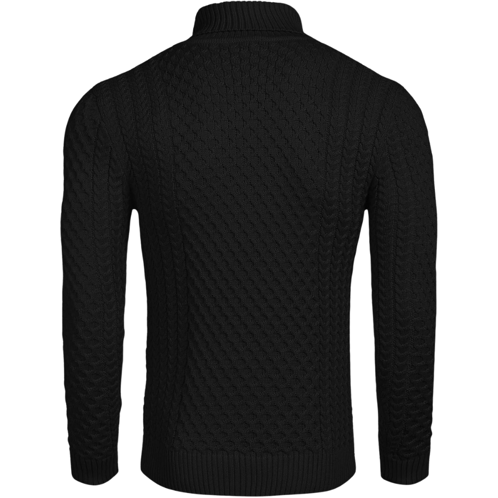 Men's Slim Fit Turtleneck Sweater Casual Knitted Twisted Pullover Solid Sweaters