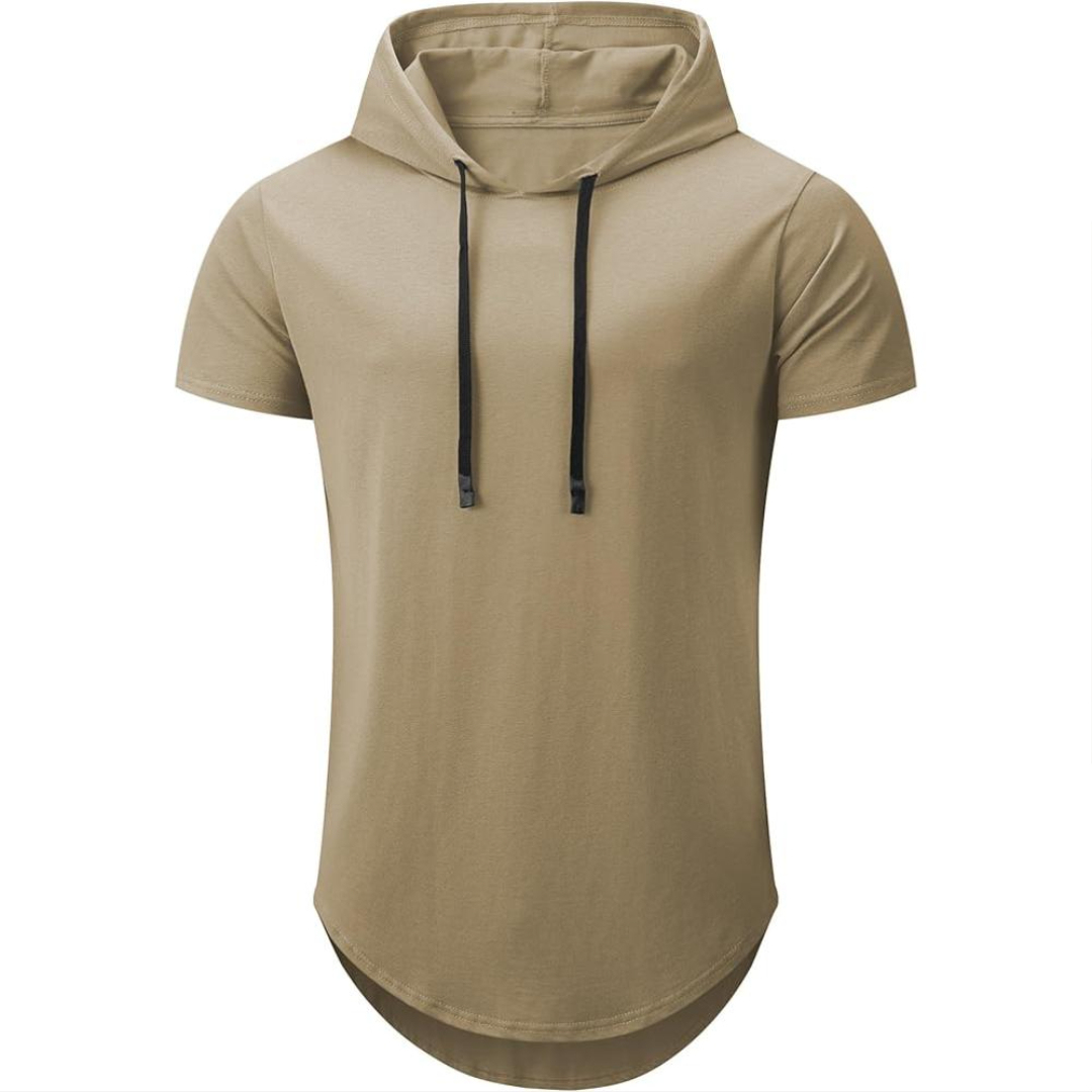 Men Cotton Short Sleeve Hooded T Shirt