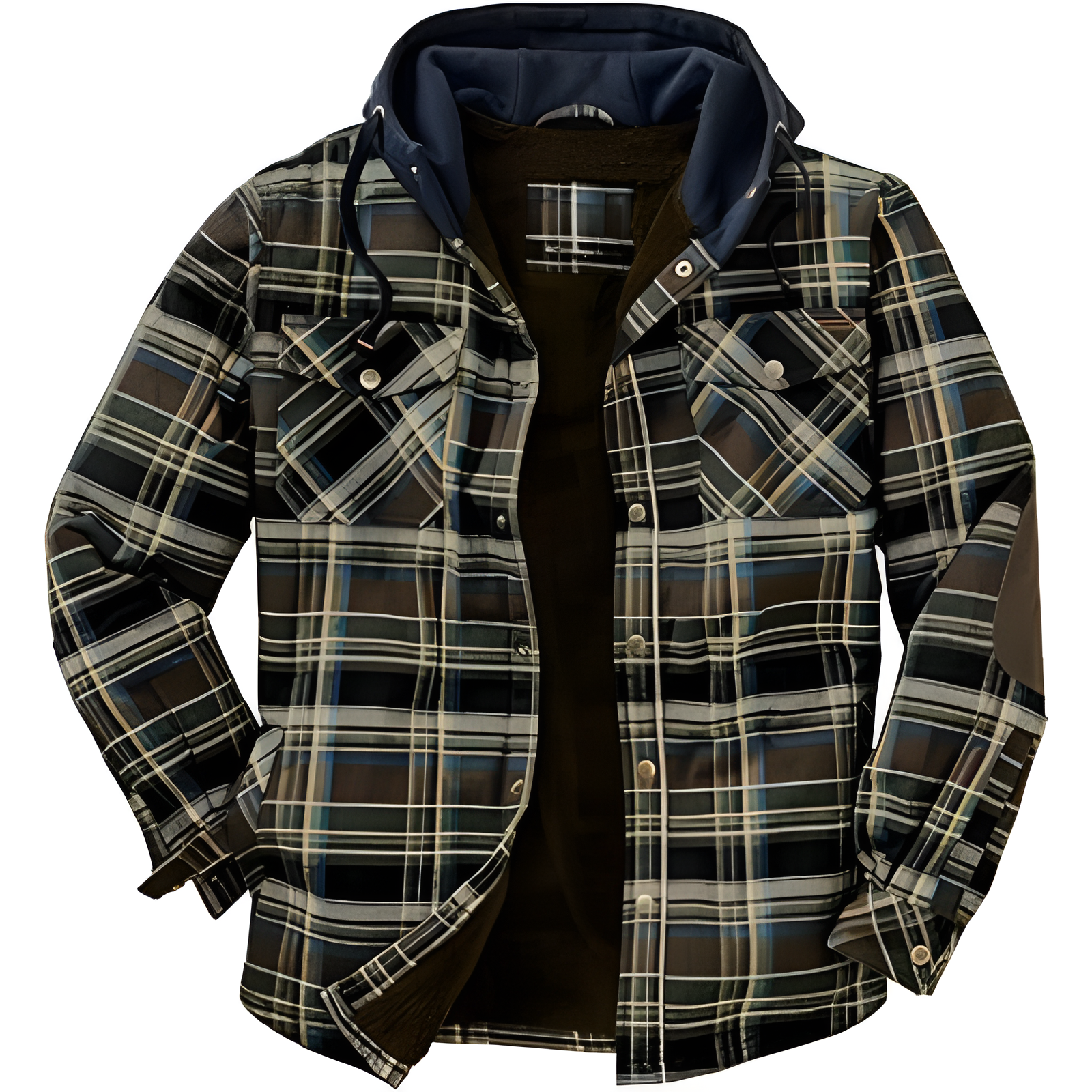 Insulated Plaid Hooded Flannel Jacket For Men