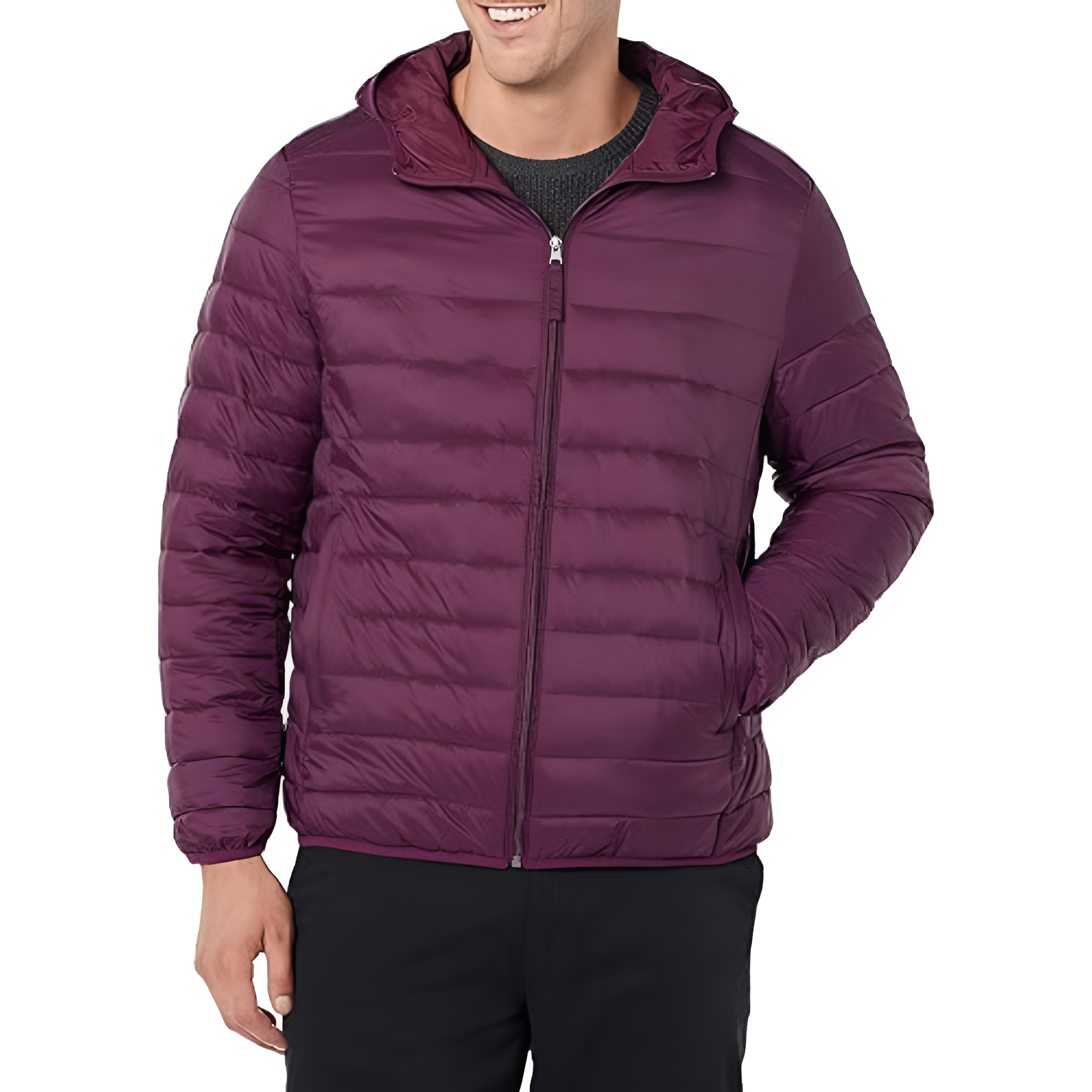 Men's Lightweight Water-Resistant Packable Hooded Puffer Jacket