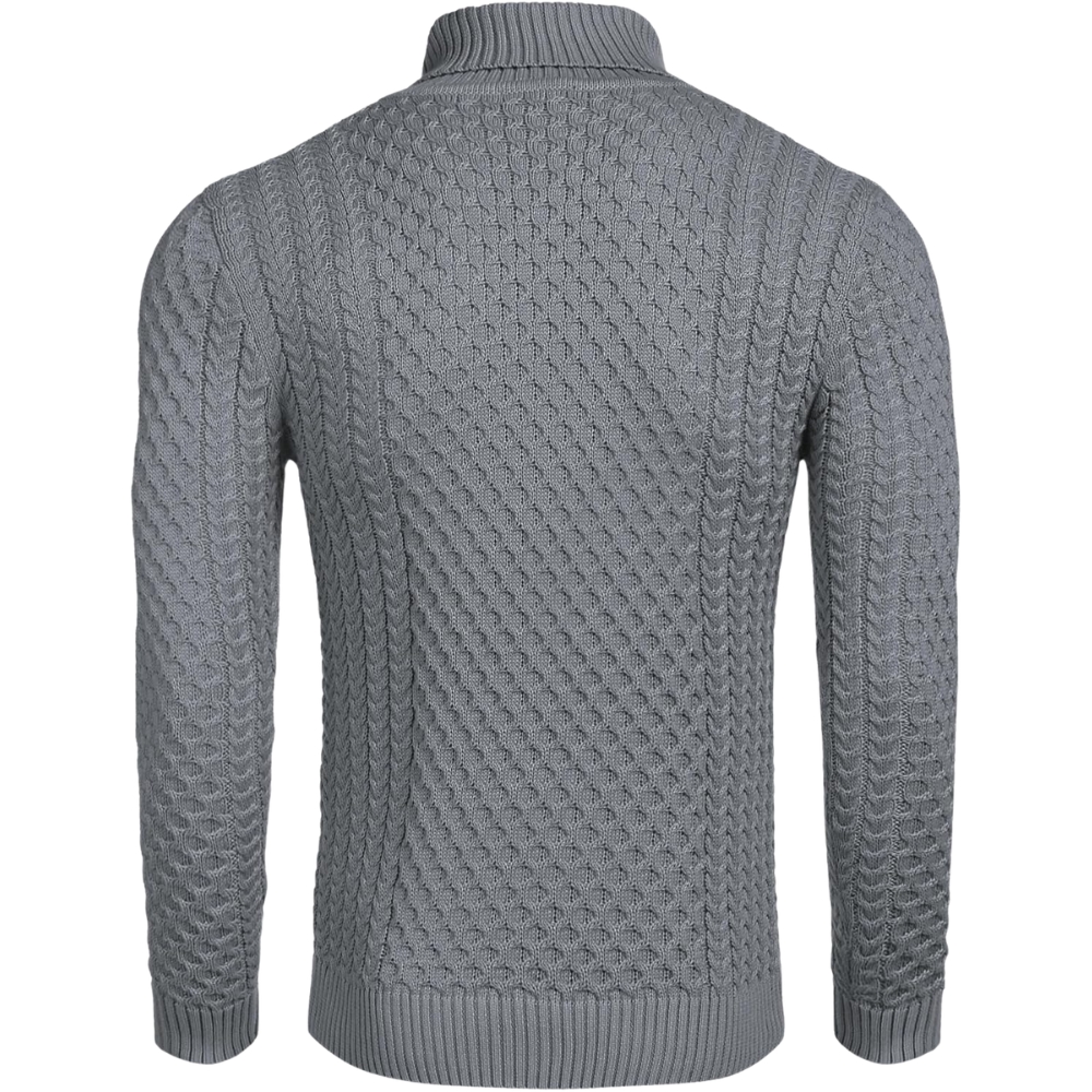 Men's Slim Fit Turtleneck Sweater Casual Knitted Twisted Pullover Solid Sweaters