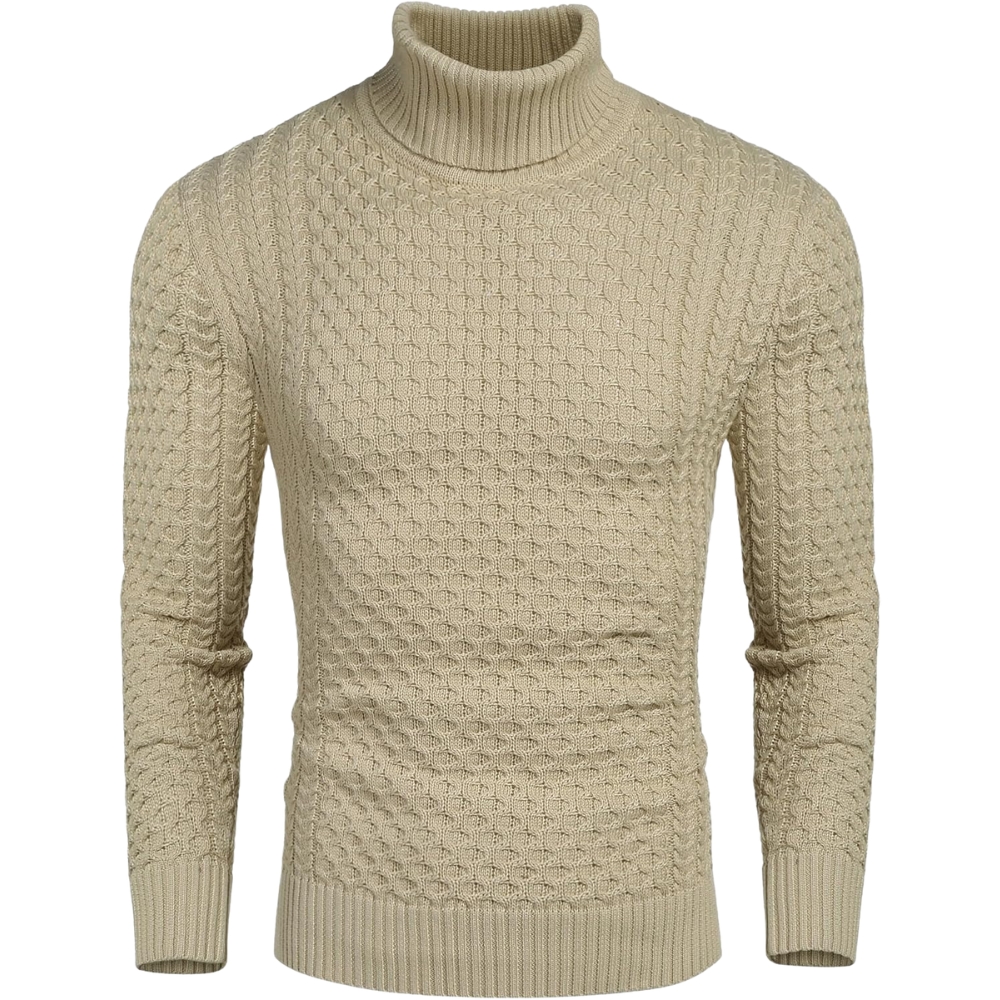 Men's Slim Fit Turtleneck Sweater Casual Knitted Twisted Pullover Solid Sweaters