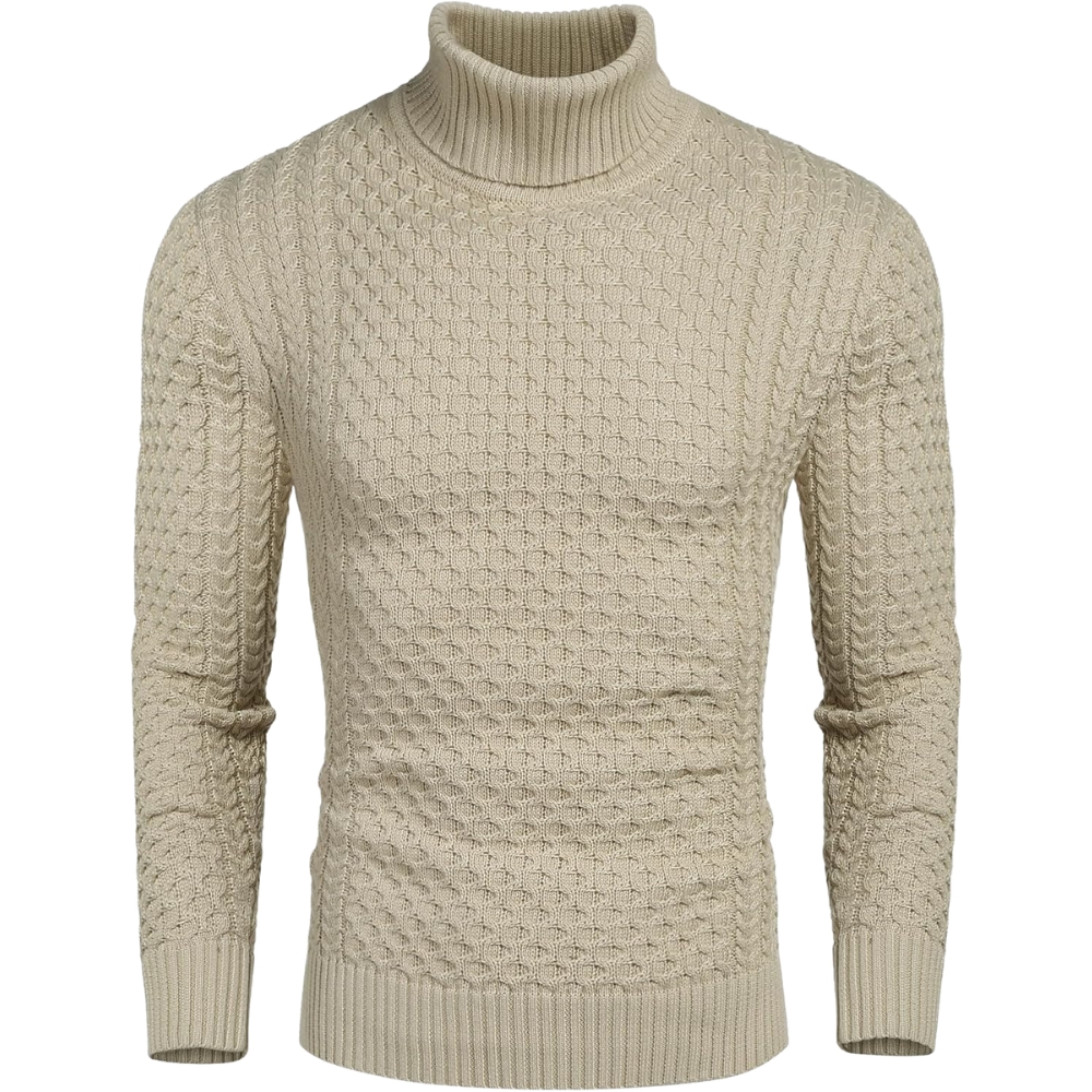 Men's Slim Fit Turtleneck Sweater Casual Knitted Twisted Pullover Solid Sweaters