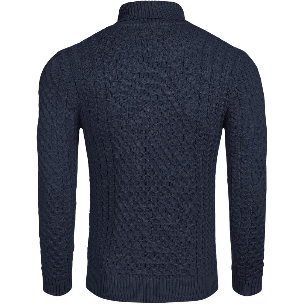 Men's Slim Fit Turtleneck Sweater Casual Knitted Twisted Pullover Solid Sweaters