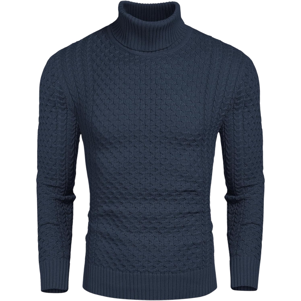 Men's Slim Fit Turtleneck Sweater Casual Knitted Twisted Pullover Solid Sweaters