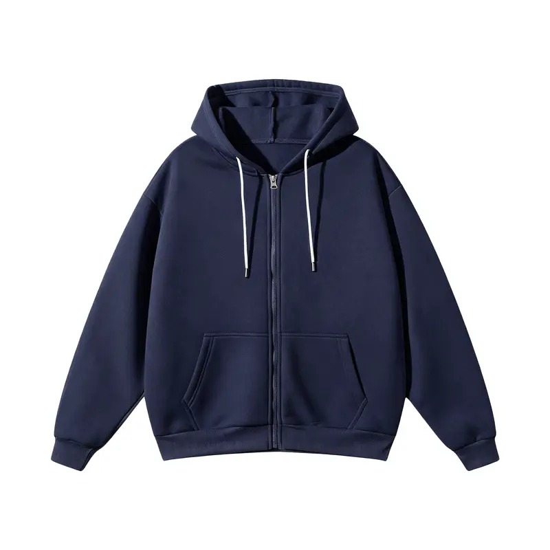 Pack Of 2 Full Zip Hoodies Loose Fit Cotton Sweatshirts With Pockets For Men