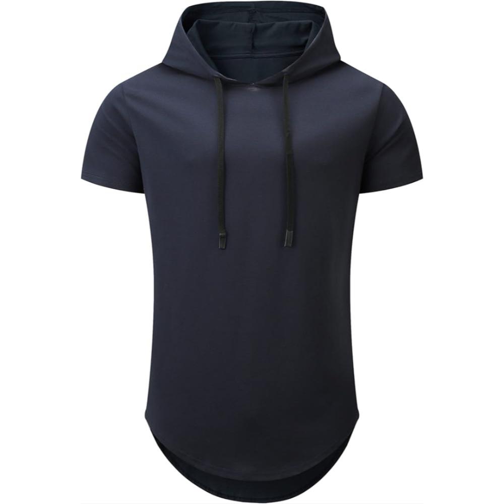 Men Cotton Short Sleeve Hooded T Shirt