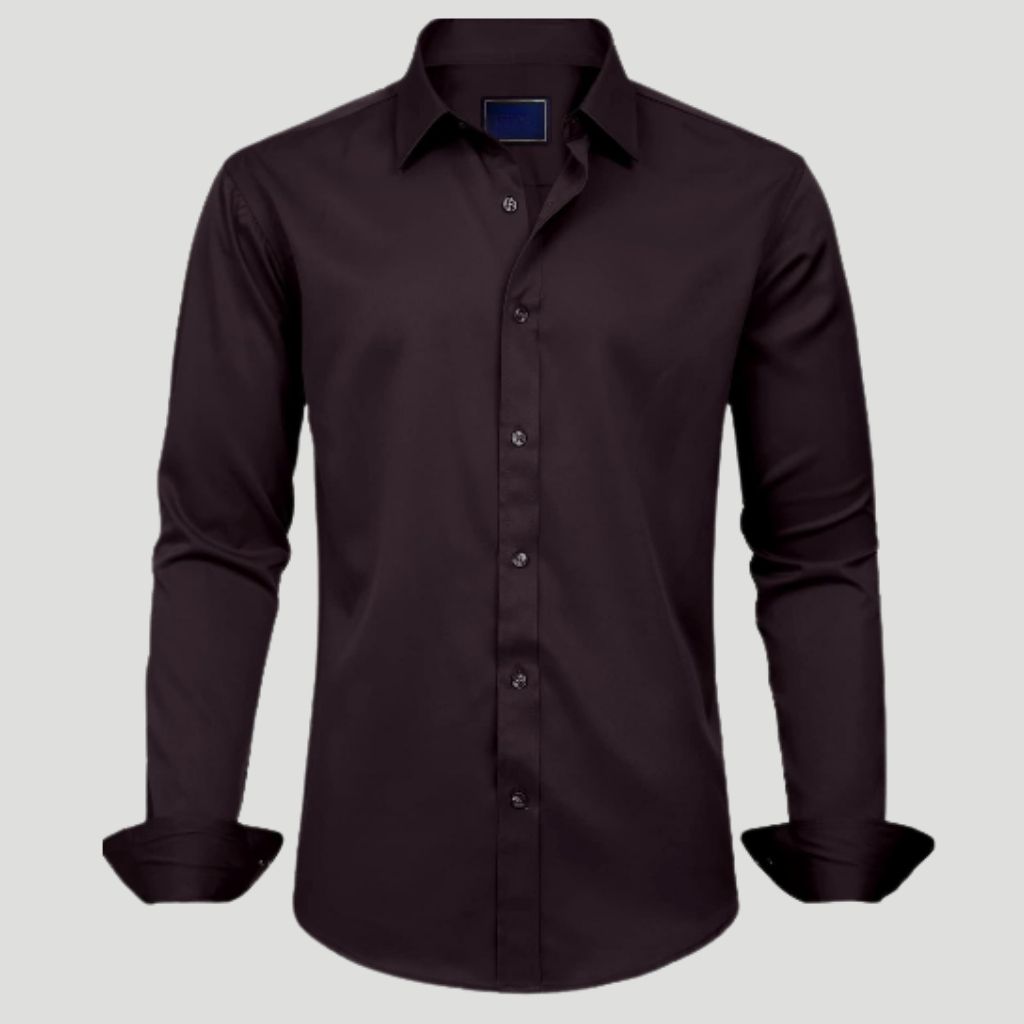 Mens Dress Shirt Solid Long Sleeve Wrinkle