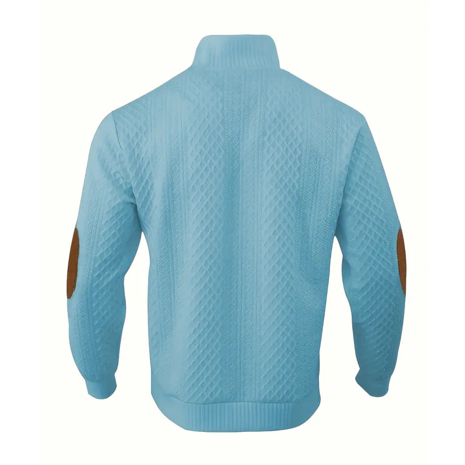 Textured Henley Long Sleeve Button Up Sweater With Stand Collar For Men