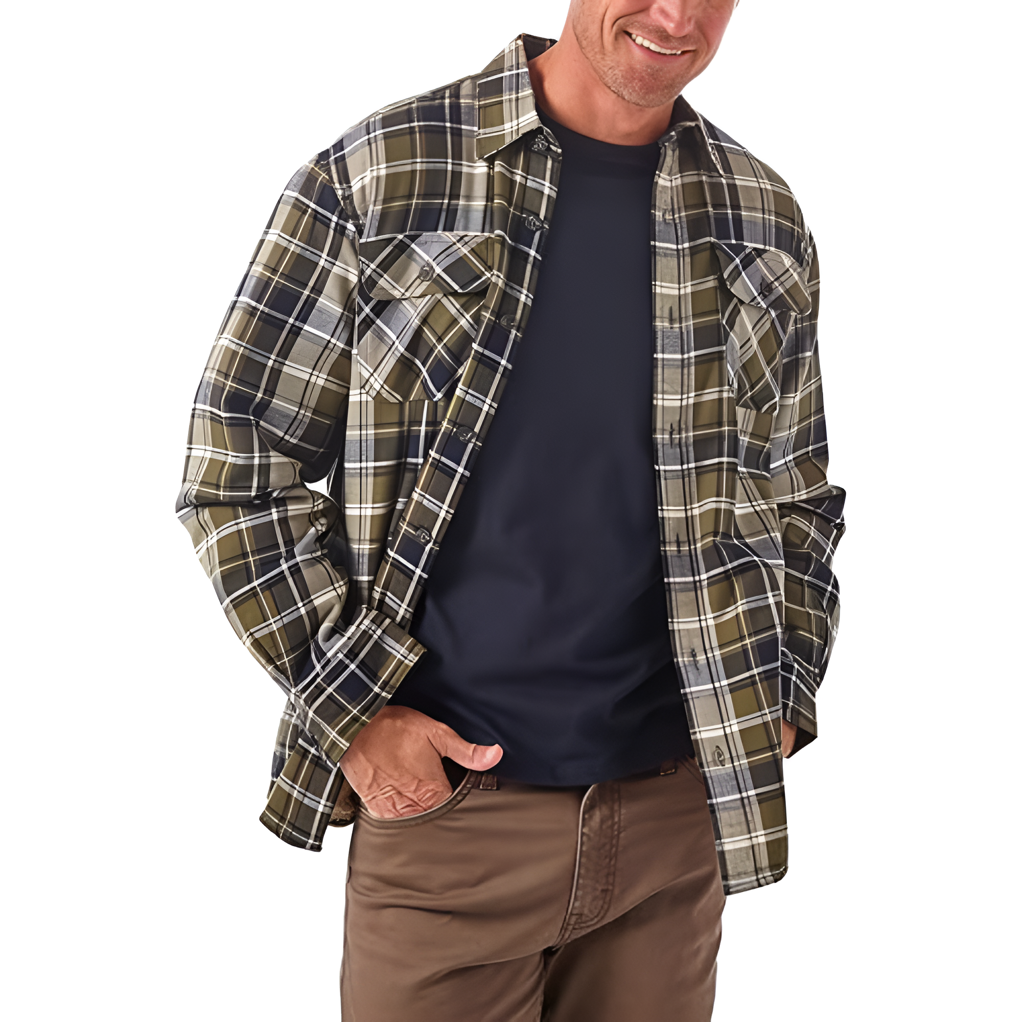 Mens Long Sleeve Sherpa Lined Shirt Jacket