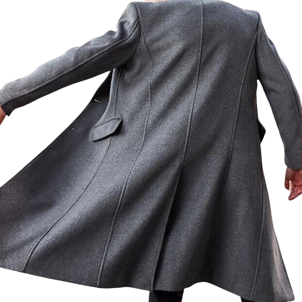 Men's Casual Trench Coat Slim Fit Notched Collar Long Jacket Overcoat Coat Pockets