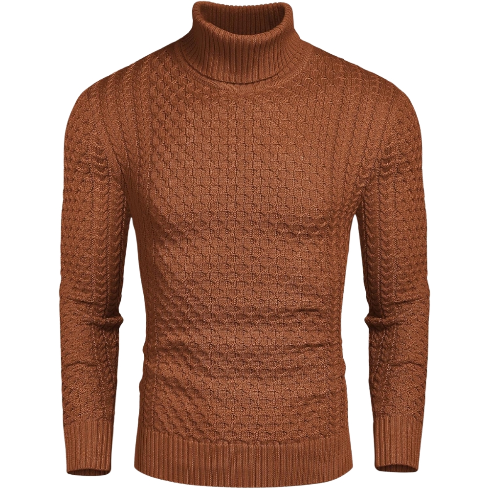 Men's Slim Fit Turtleneck Sweater Casual Knitted Twisted Pullover Solid Sweaters