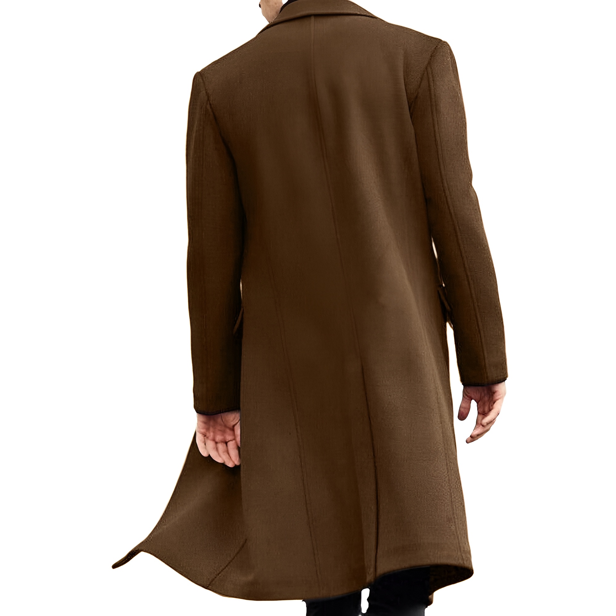 Men's Casual Trench Coat Slim Fit Notched Collar Long Jacket Overcoat Coat Pockets