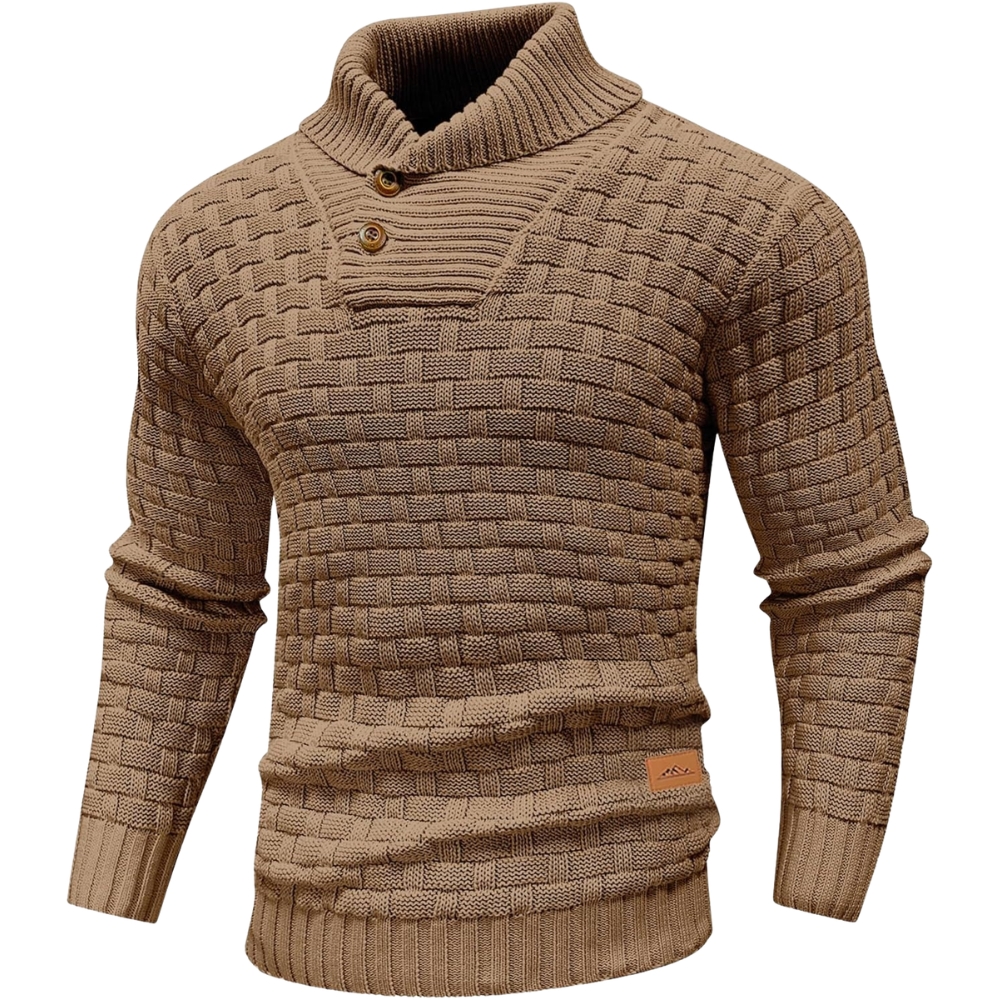Mens Casual Pullover Fall Winter Turtleneck Cable Knit v Neck Fisherman Waffle Sweater