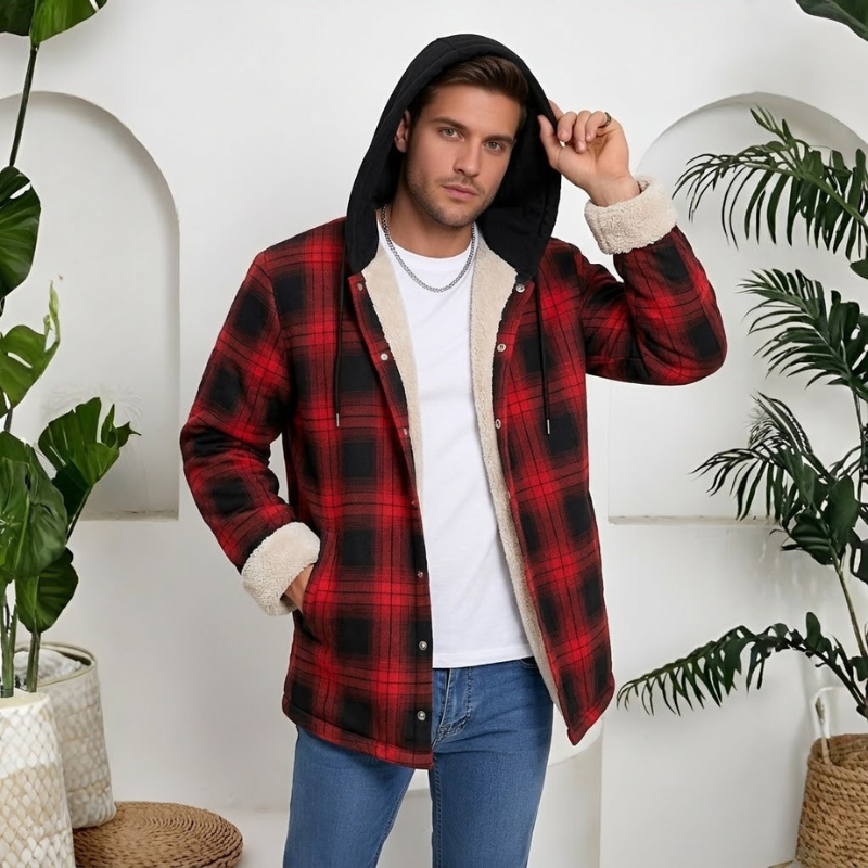 Winter Flannel Zip Up Hoodie For Men