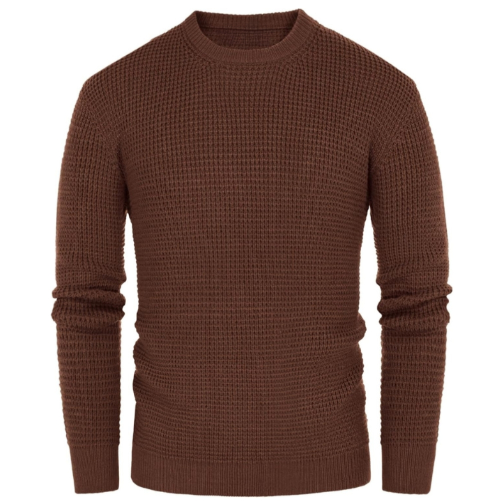 Waffle Textured Long Sleeve Knit Pullover