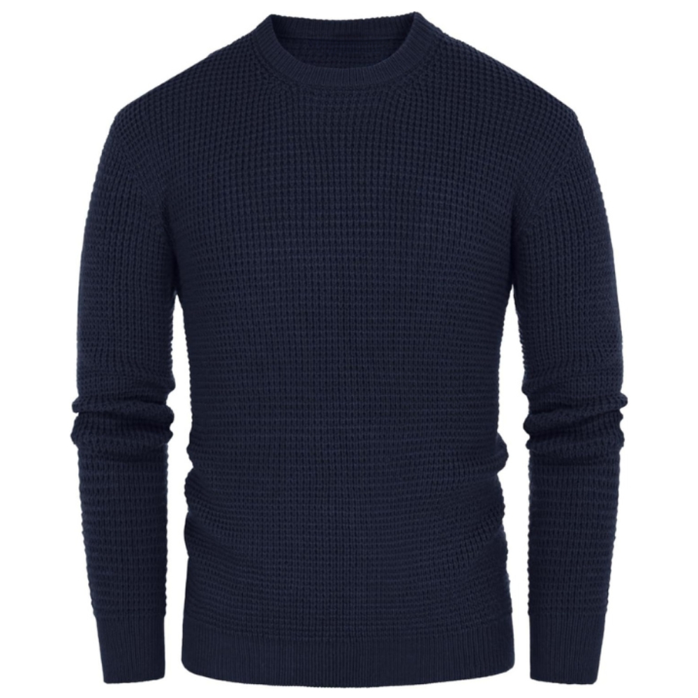 Waffle Textured Long Sleeve Knit Pullover