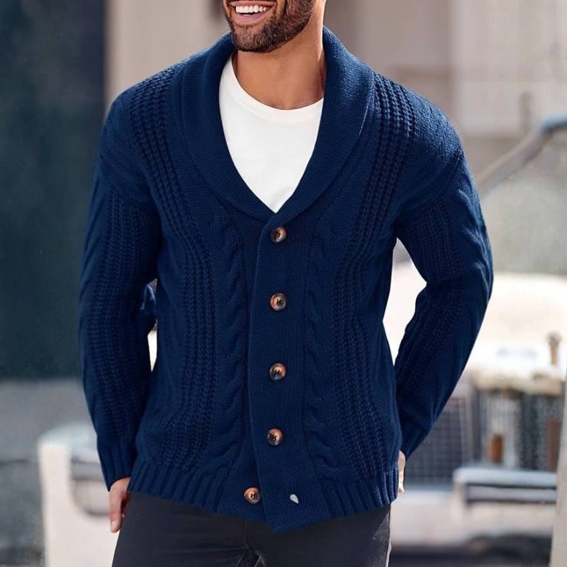 Cable Knit Button Front Cardigan Sweater