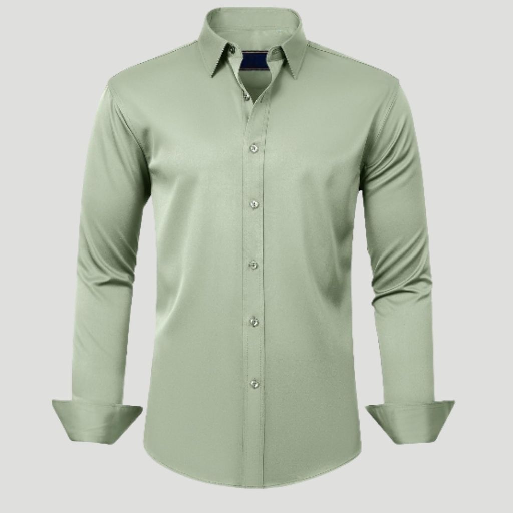 Mens Dress Shirt Solid Long Sleeve Wrinkle