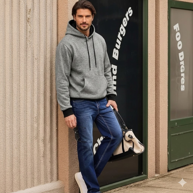 Cotton Casual Fleece Pullover Hoodie With Pockets For Men