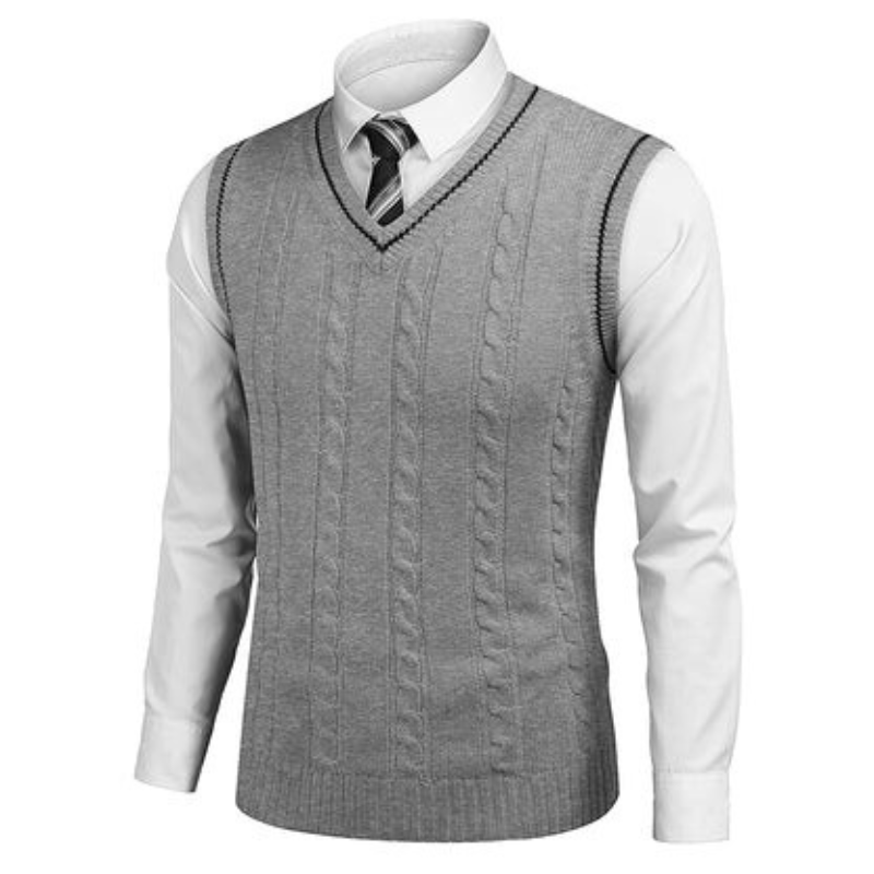 Contrast Trim Cable Knit Vest