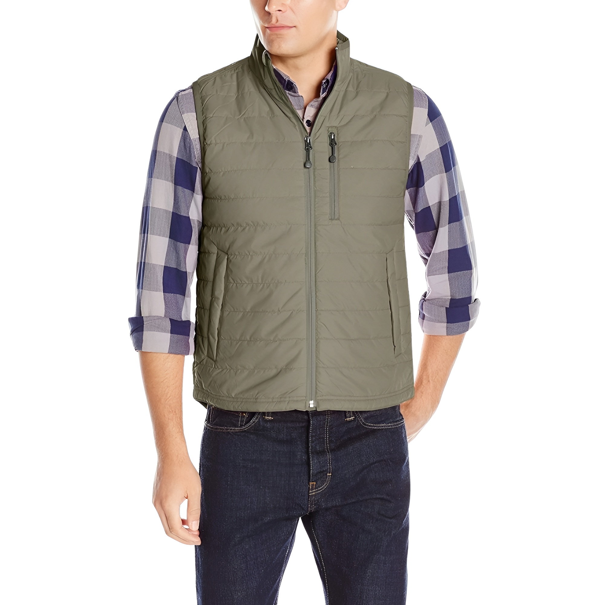 Lightweight Insulated Quilted Zip Front Outdoor Vest