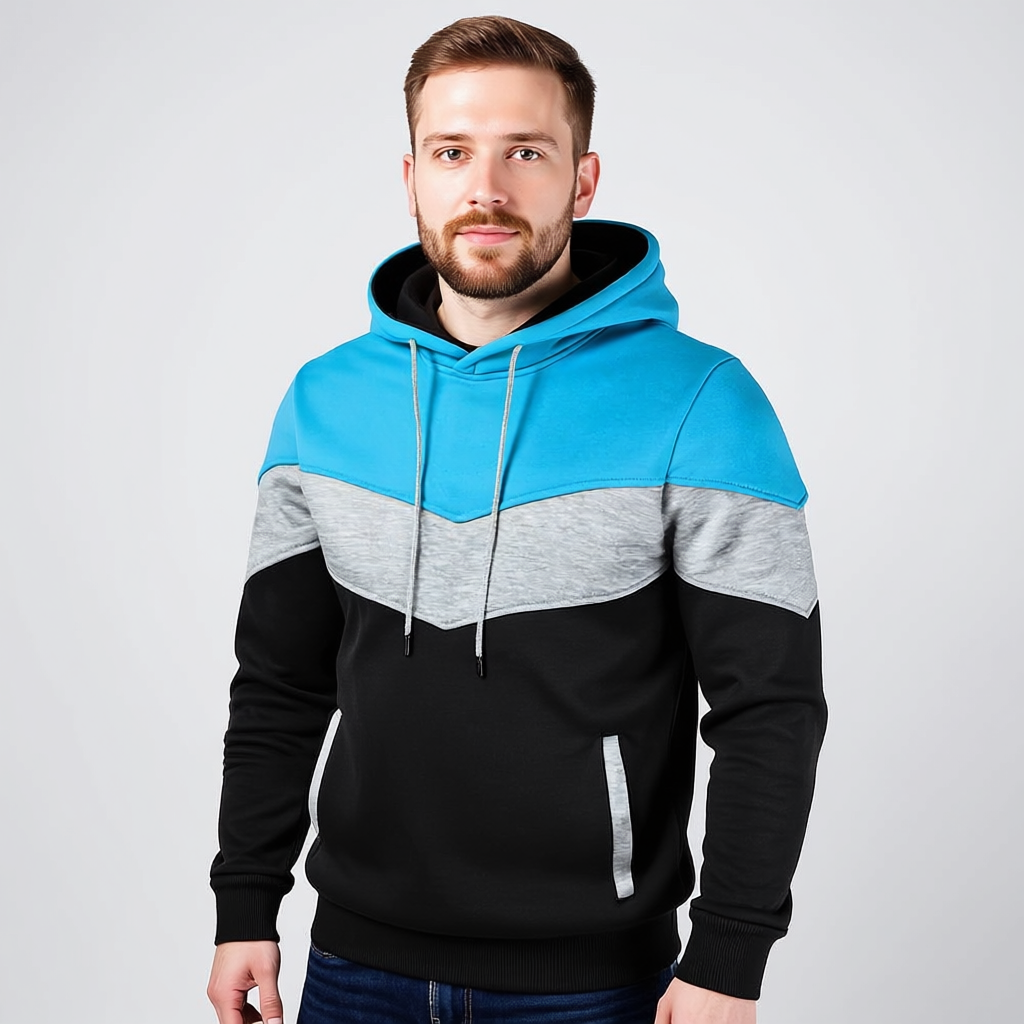 Men Color Block Pullover Hoodie