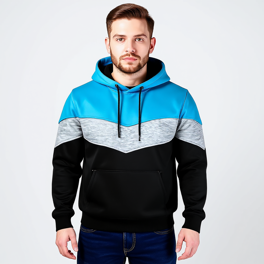 Men Color Block Pullover Hoodie