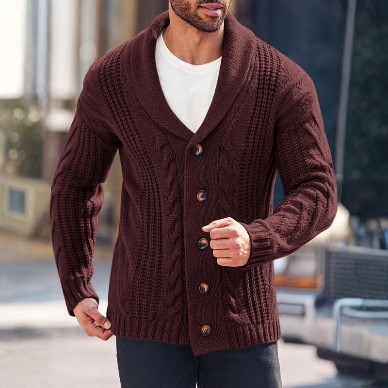 Cable Knit Button Front Cardigan Sweater
