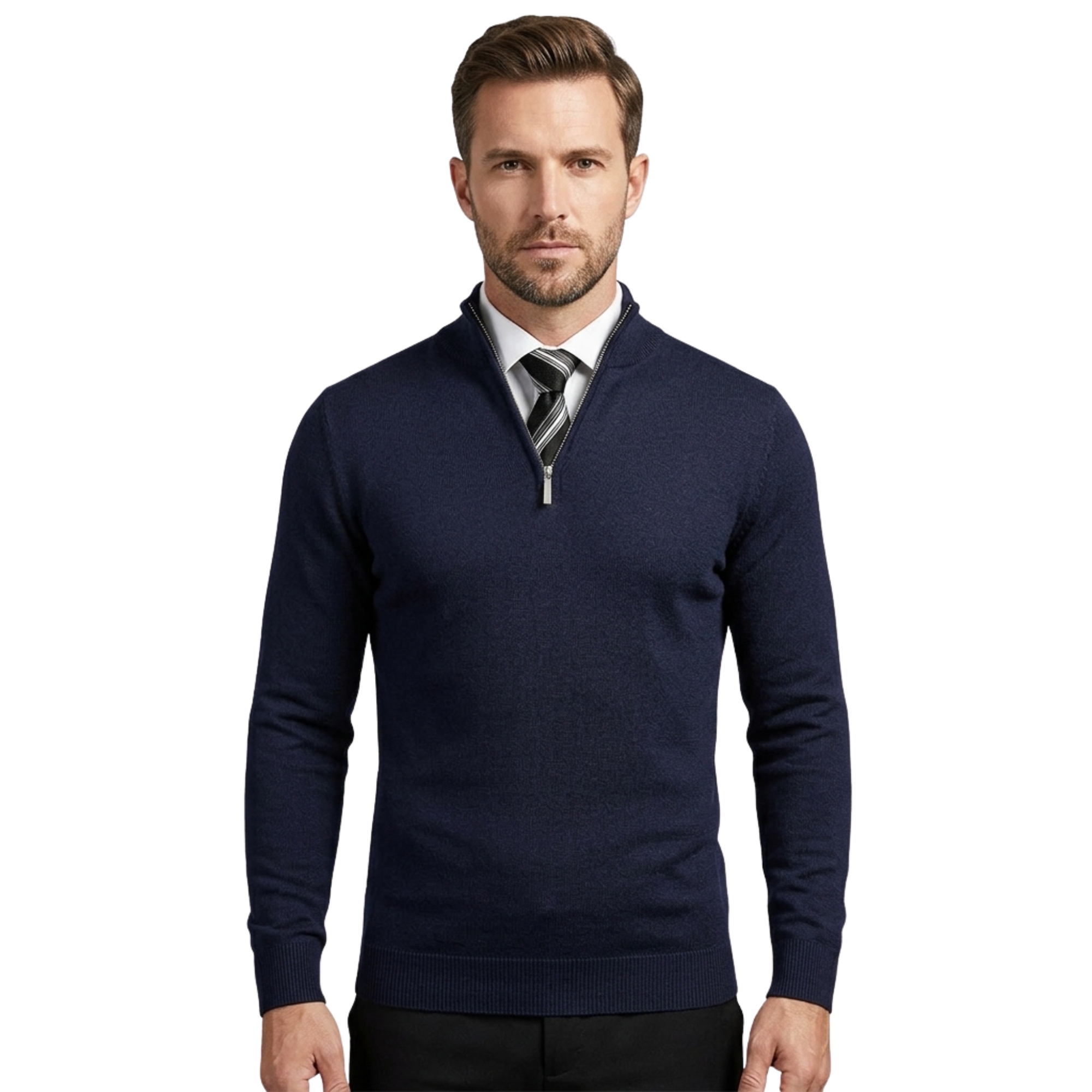 Slim Fit Quarter Zip Knit Pullover