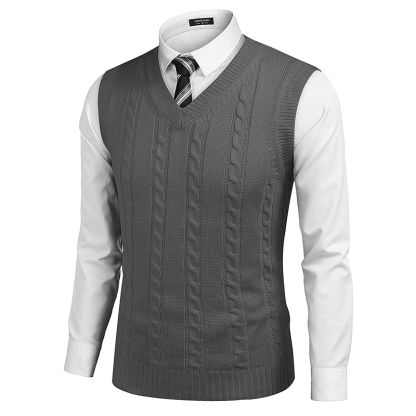 Contrast Trim Cable Knit Vest