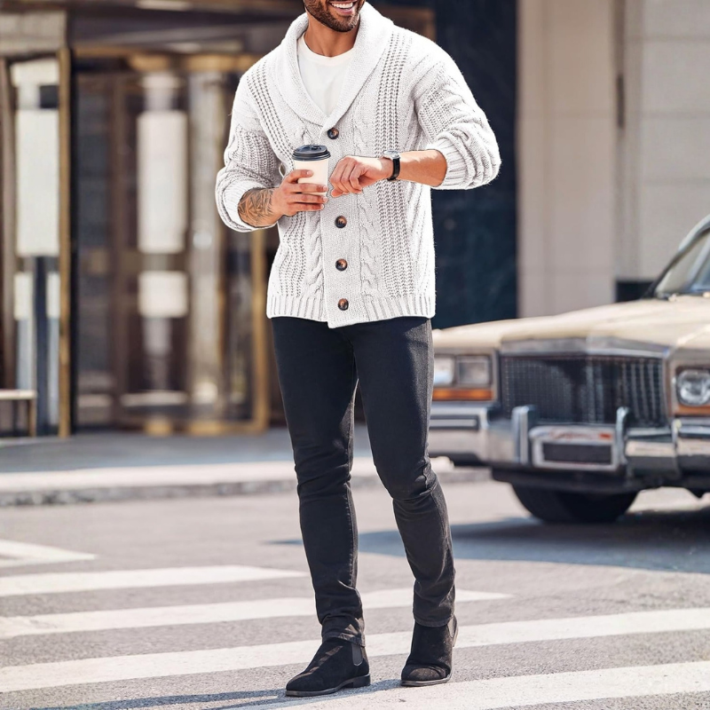 Cable Knit Button Front Cardigan Sweater