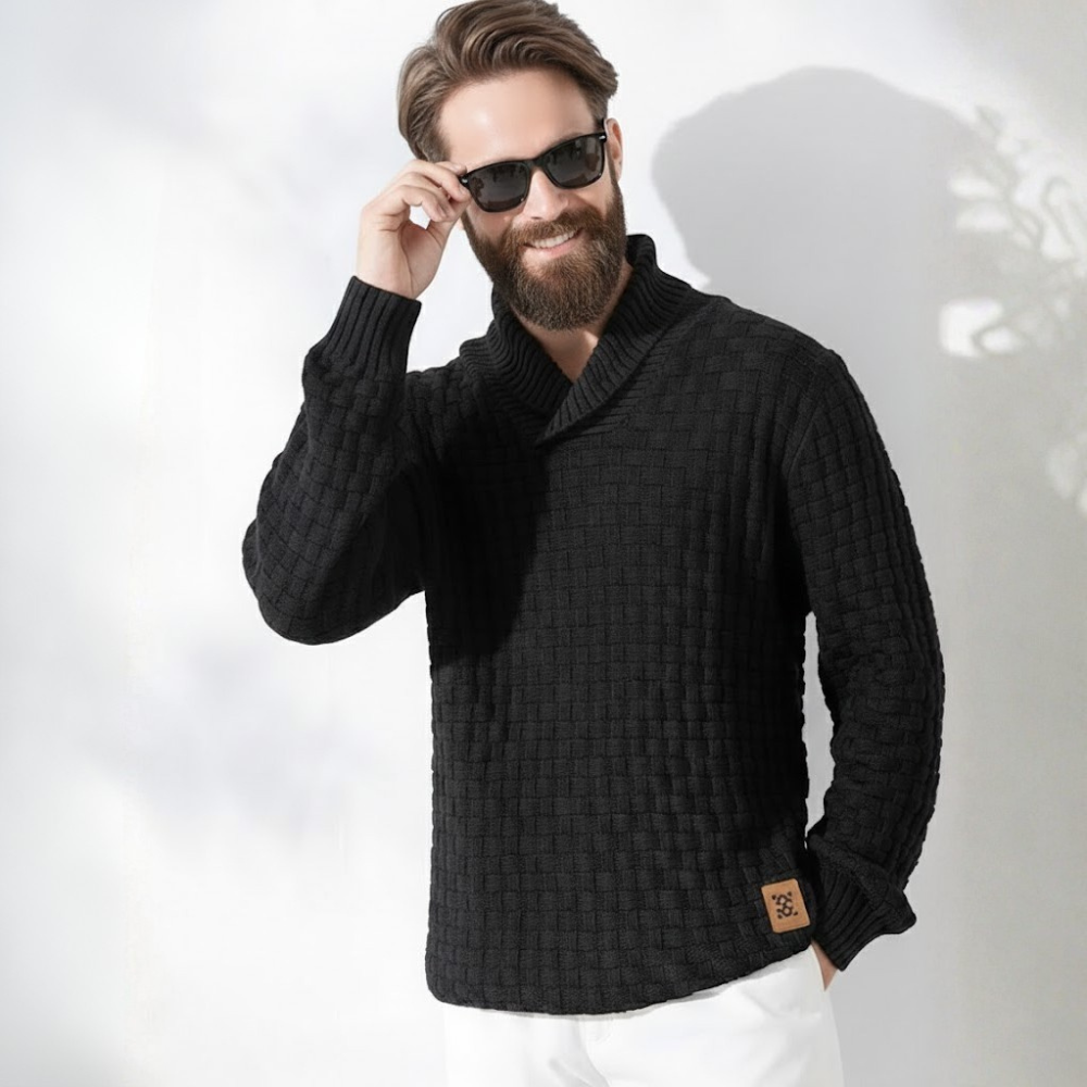 Men's Turtleneck Sweater Shawl Collar Pullover Sweaters Regular Fit Knitted Tops
