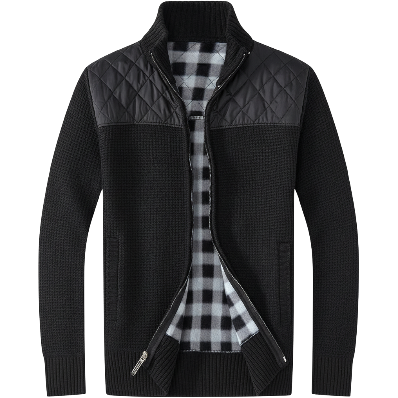 Full Zip Knit Cardigan With Lining