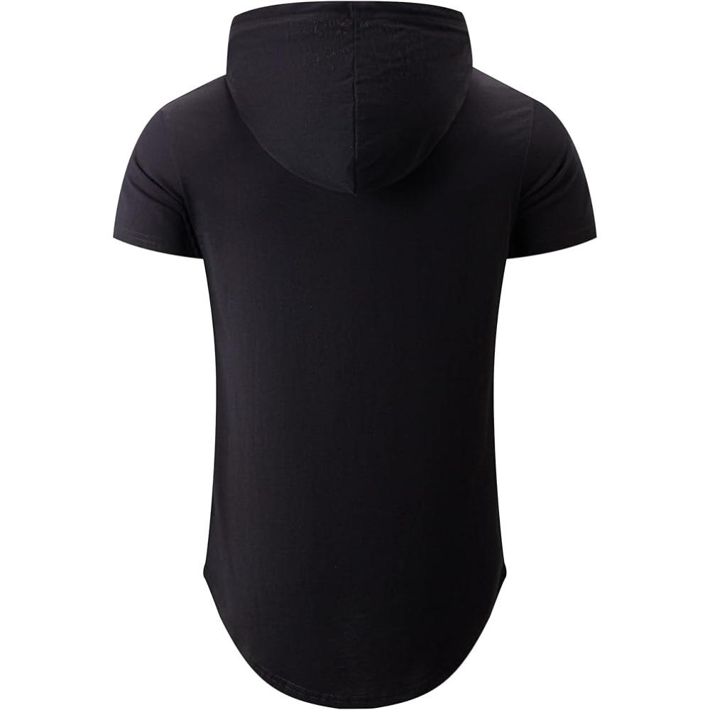 Men Cotton Short Sleeve Hooded T Shirt
