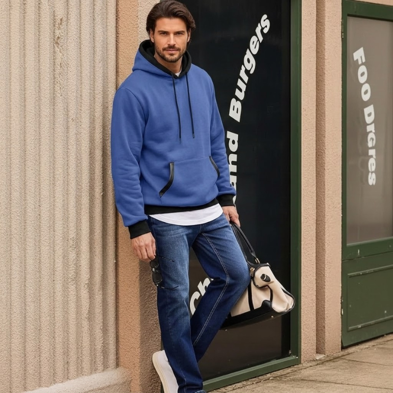 Cotton Casual Fleece Pullover Hoodie With Pockets For Men