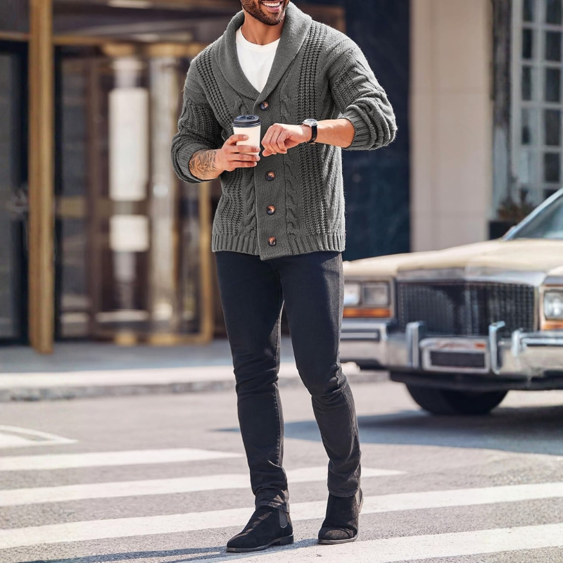 Cable Knit Button Front Cardigan Sweater