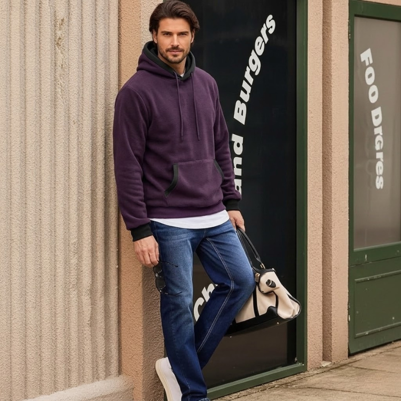 Cotton Casual Fleece Pullover Hoodie With Pockets For Men