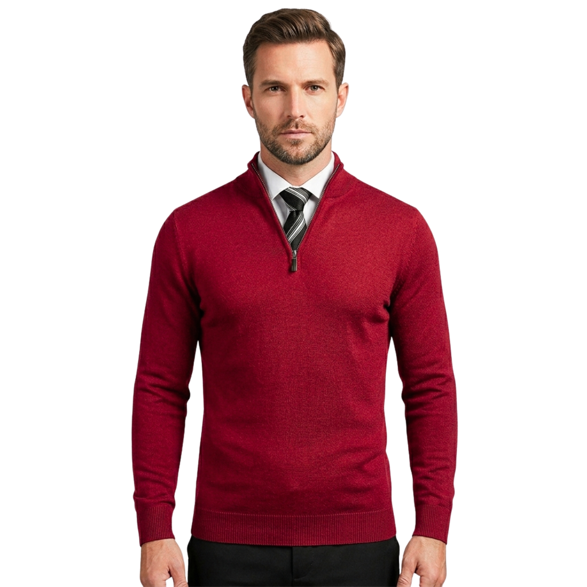 Slim Fit Quarter Zip Knit Pullover