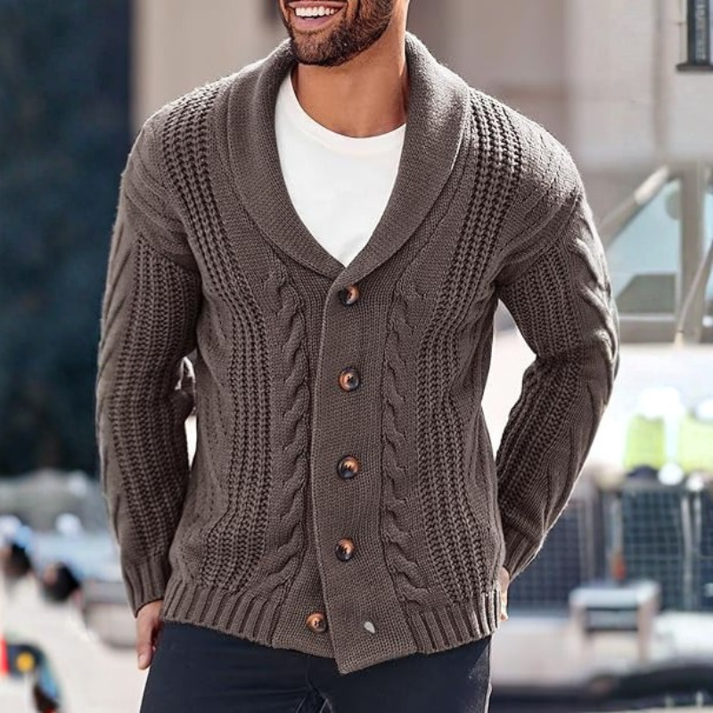 Cable Knit Button Front Cardigan Sweater