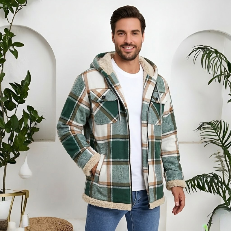 Winter Flannel Zip Up Hoodie For Men