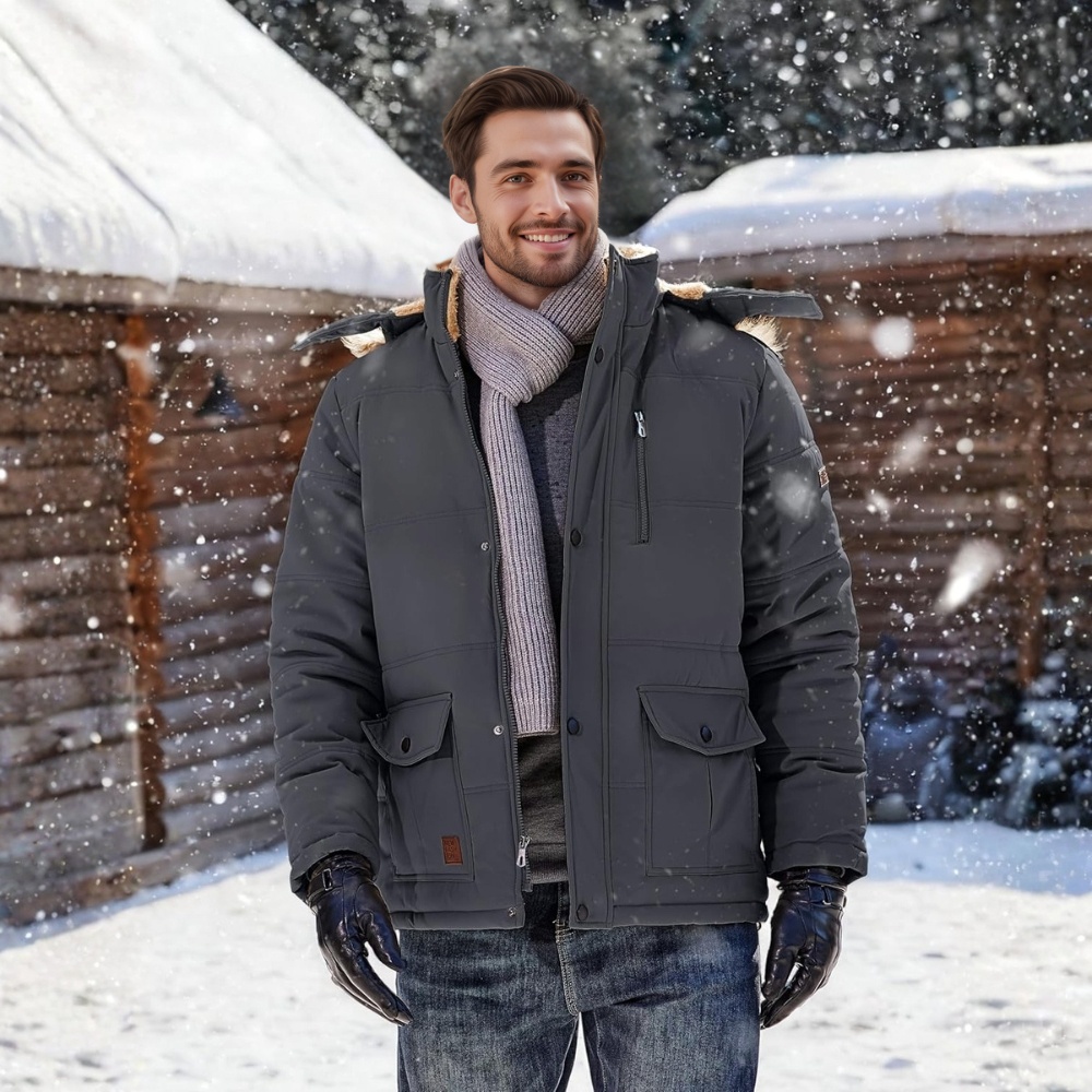 Men's Winter Jacket with Hood Water Repellent Windproof Thicken Parka Winter Coat