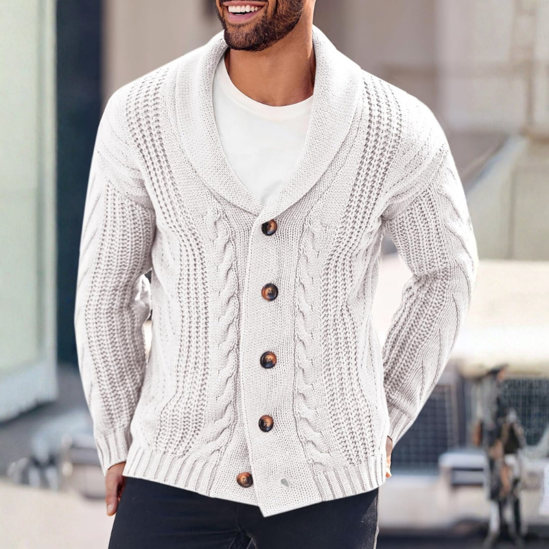 Cable Knit Button Front Cardigan Sweater