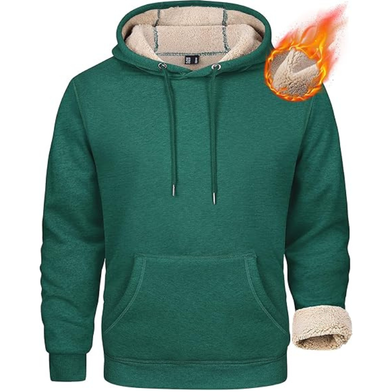 Mens Heavy Hoodie Sherpa Fleece Lined Pullover Thick Winter Hooded Sweatshirt
